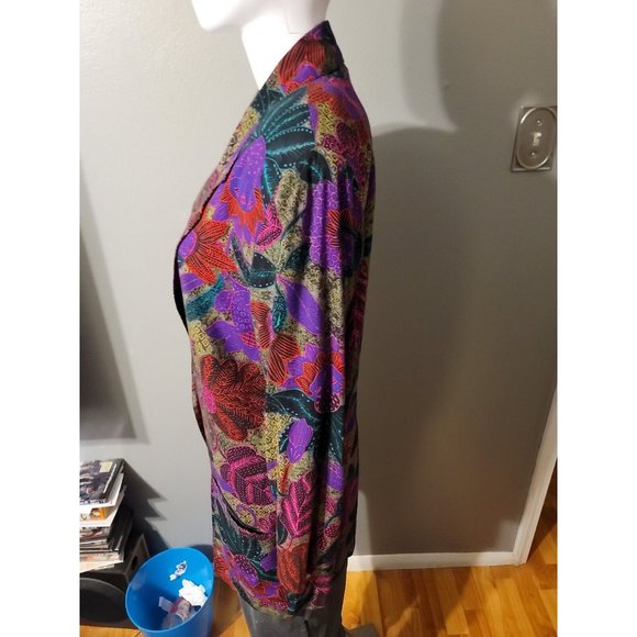 Harvest Time Vintage Floral Button Blazer Size 10 Shoulder Pads USA - Picture 2 of 9